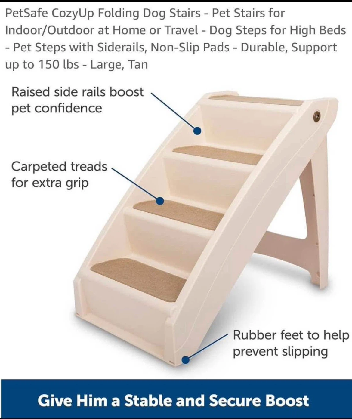 PetSafe CozyUp Folding Dog Stairs - Large, Tan