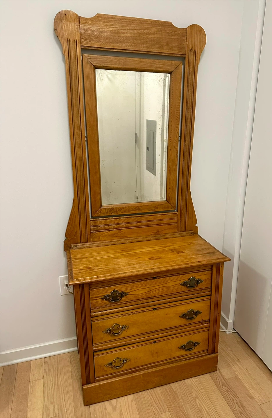 Antique Wooden Dresser with Mirror