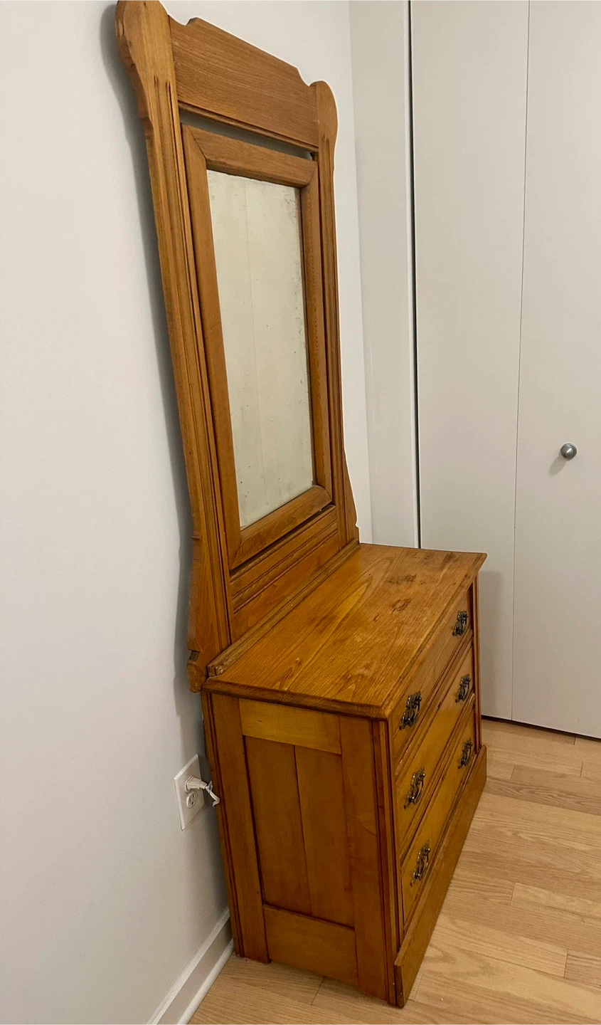 Antique Wooden Dresser with Mirror - photo 2