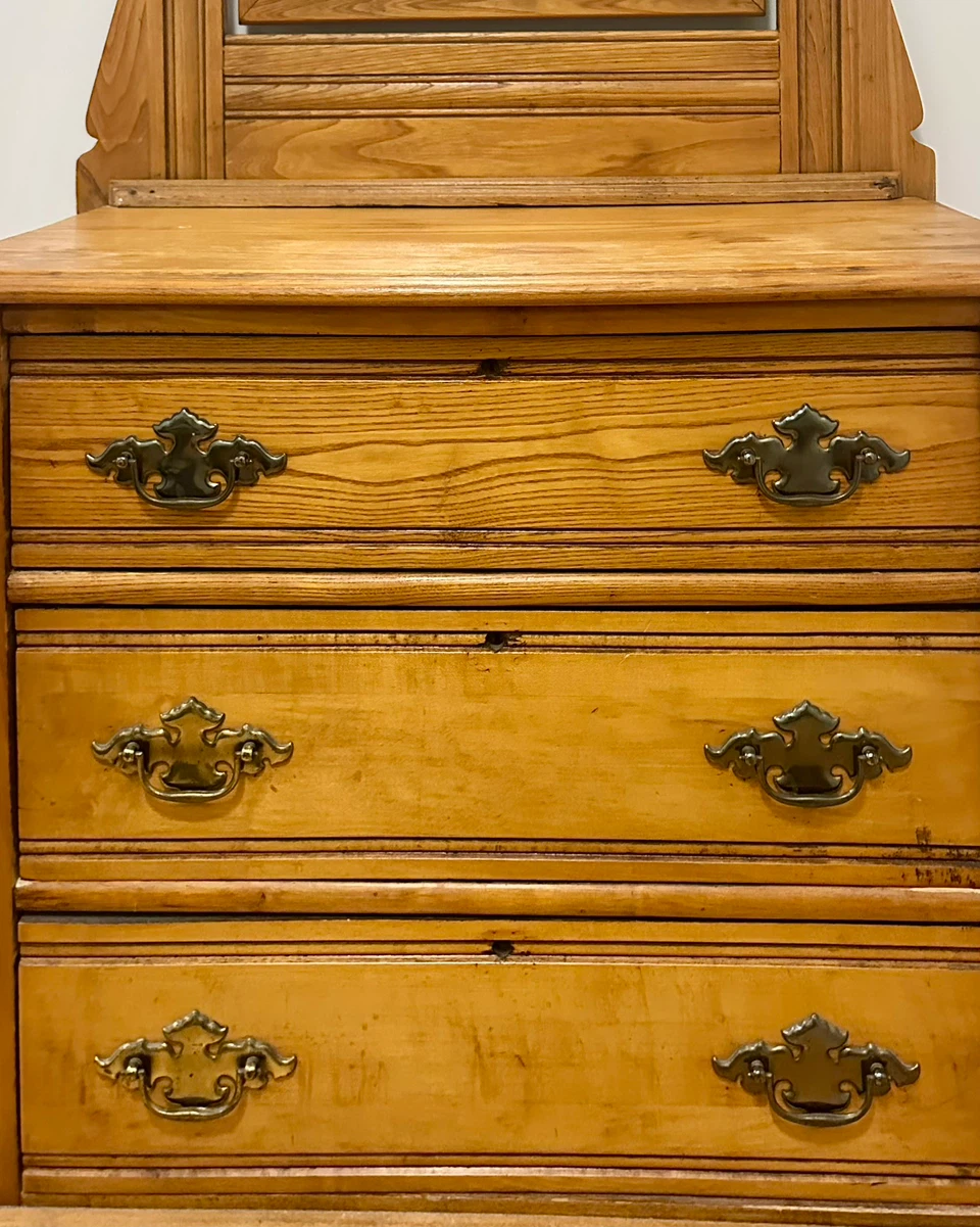 Antique Wooden Dresser with Mirror - photo 4