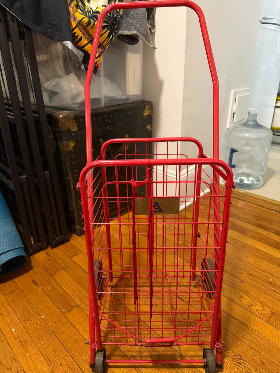 Red Rolling Shopping Cart