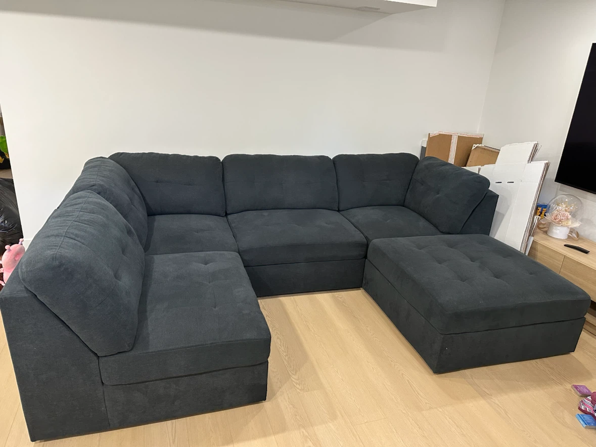 Dark Grey Sectional Sofa with Ottoman - photo 2