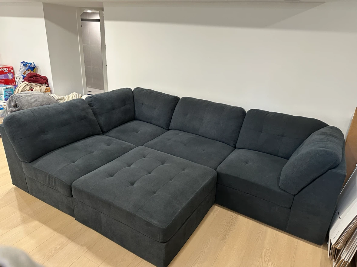 Dark Grey Sectional Sofa with Ottoman - photo 3