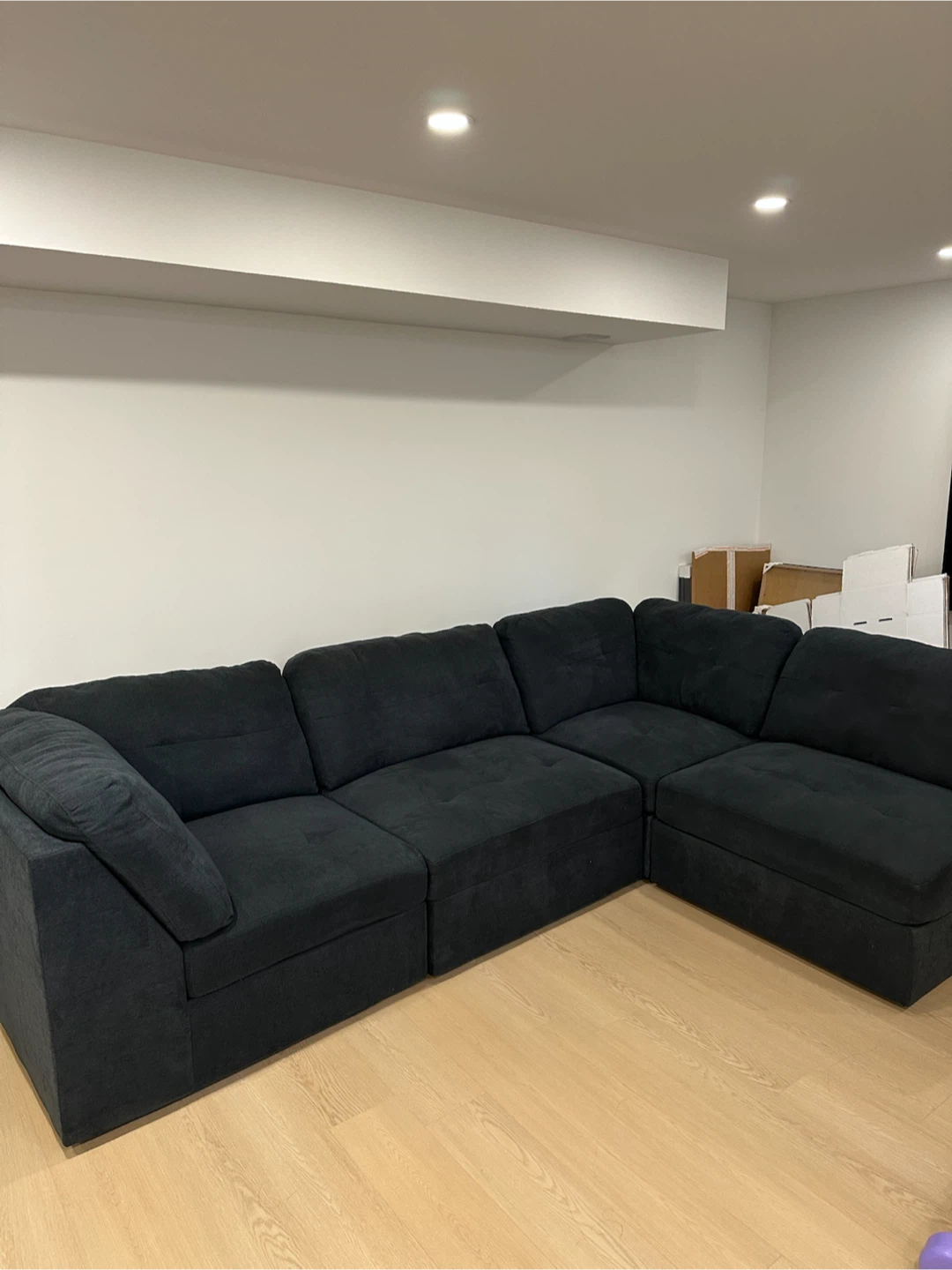 Dark Grey Sectional Sofa with Ottoman - photo 4