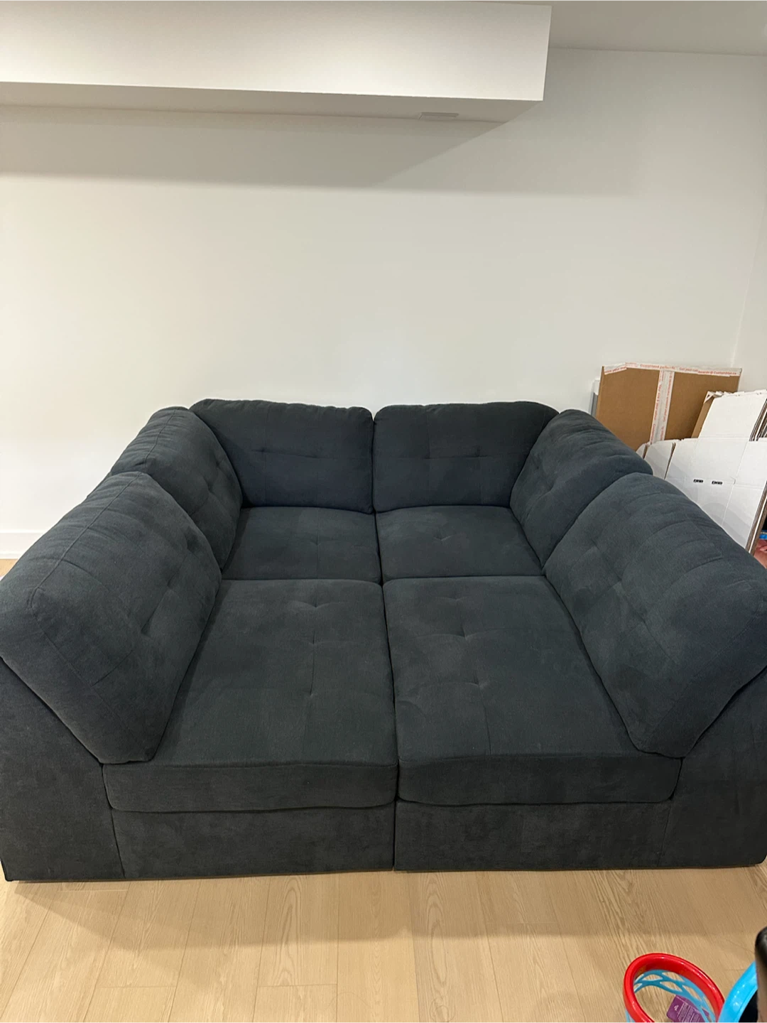 Dark Grey Sectional Sofa with Ottoman - photo 5