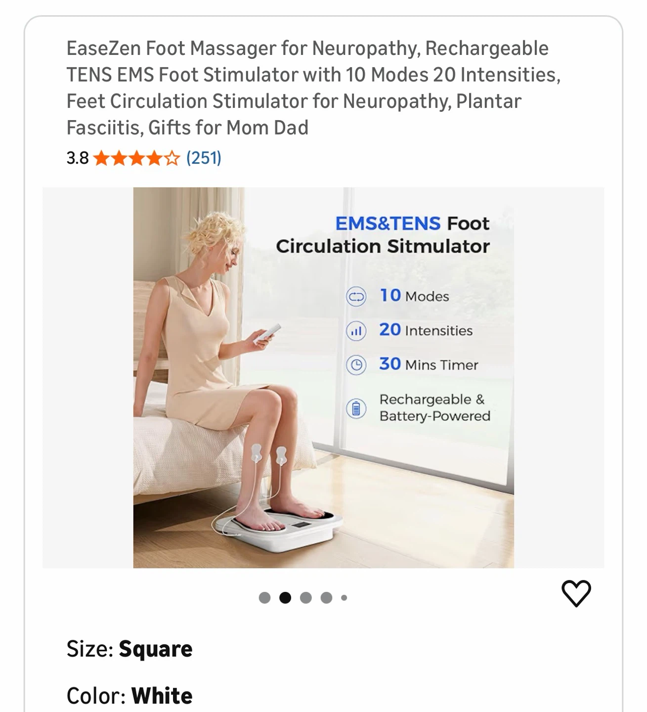 EaseZen EMS Foot Massager for Neuropathy - White - photo 2