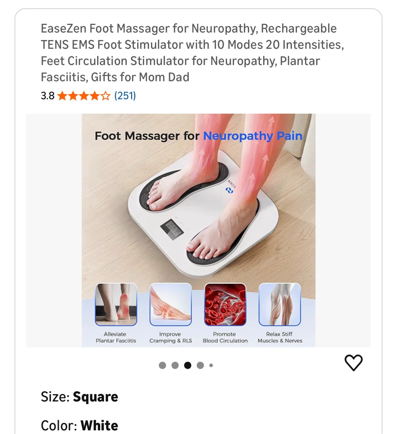 EaseZen EMS Foot Massager for Neuropathy - White - photo 3