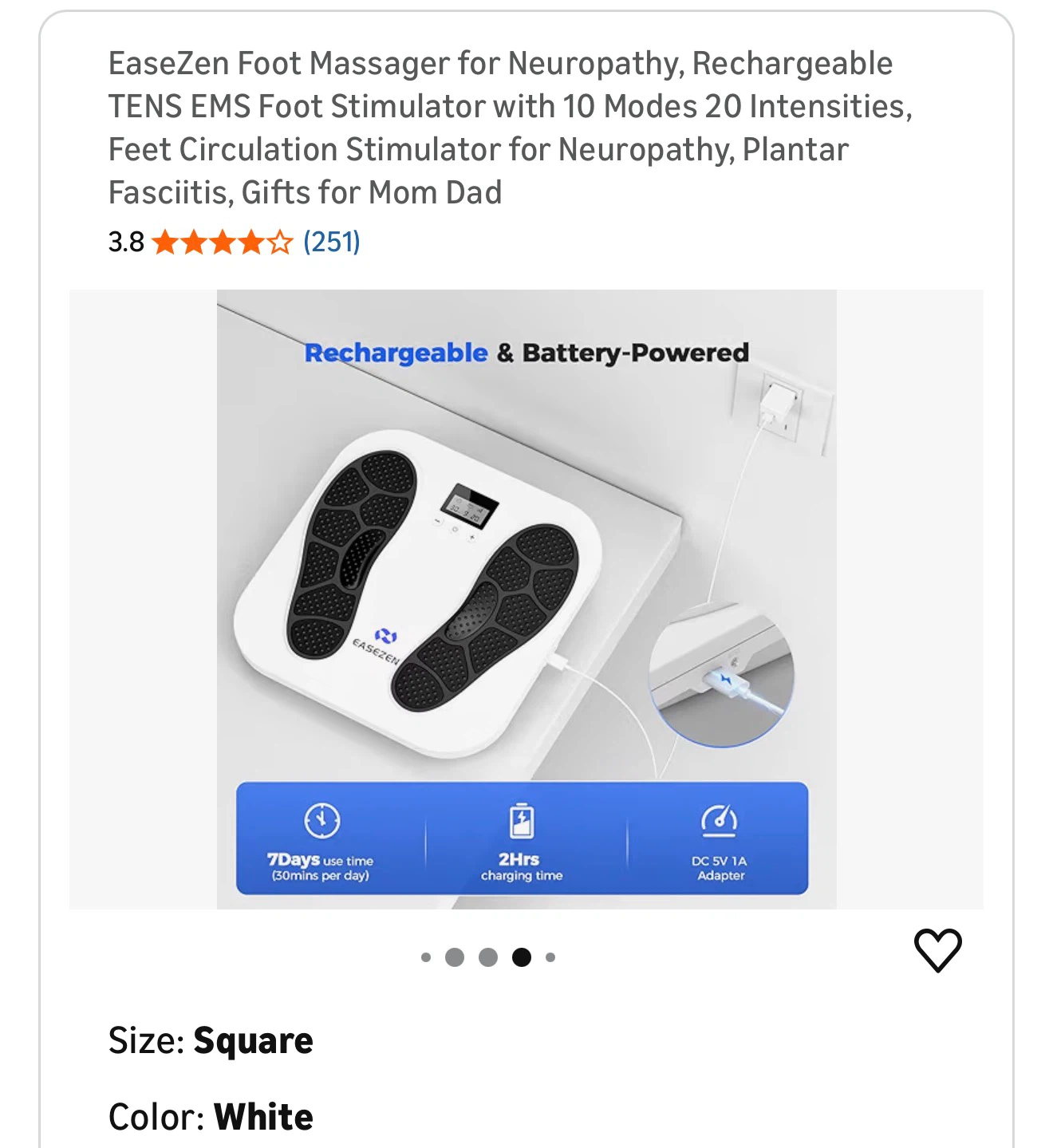 EaseZen EMS Foot Massager for Neuropathy - White - photo 4