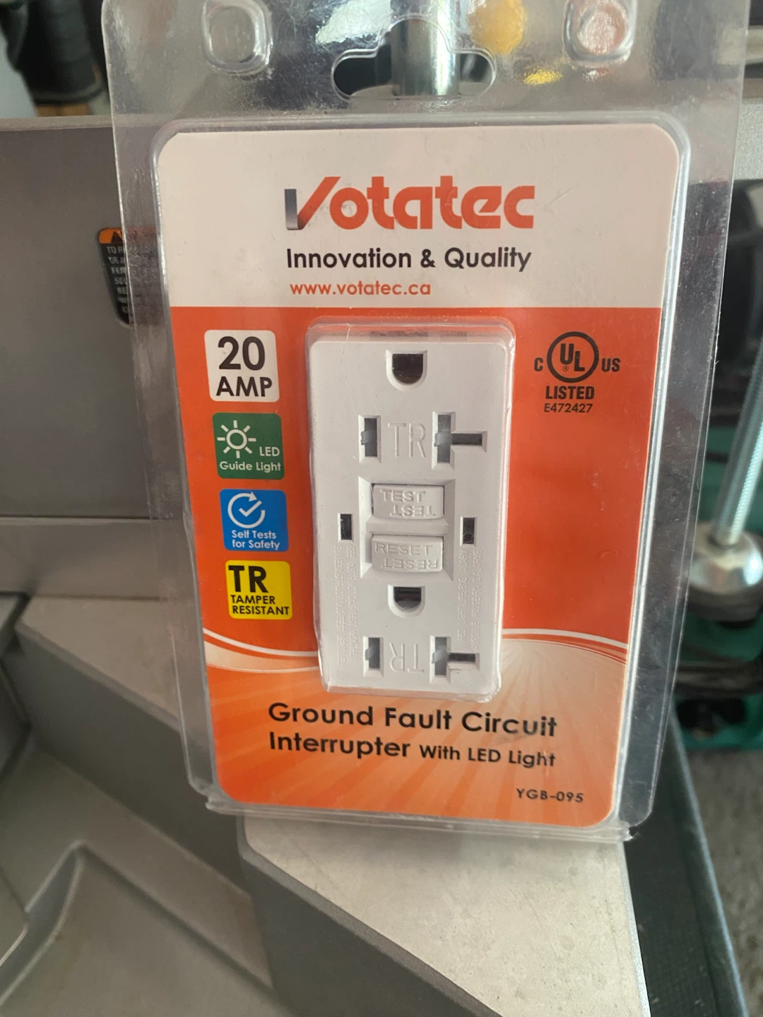 Votatec 20 Amp Ground Fault Circuit Interrupter with LED Light