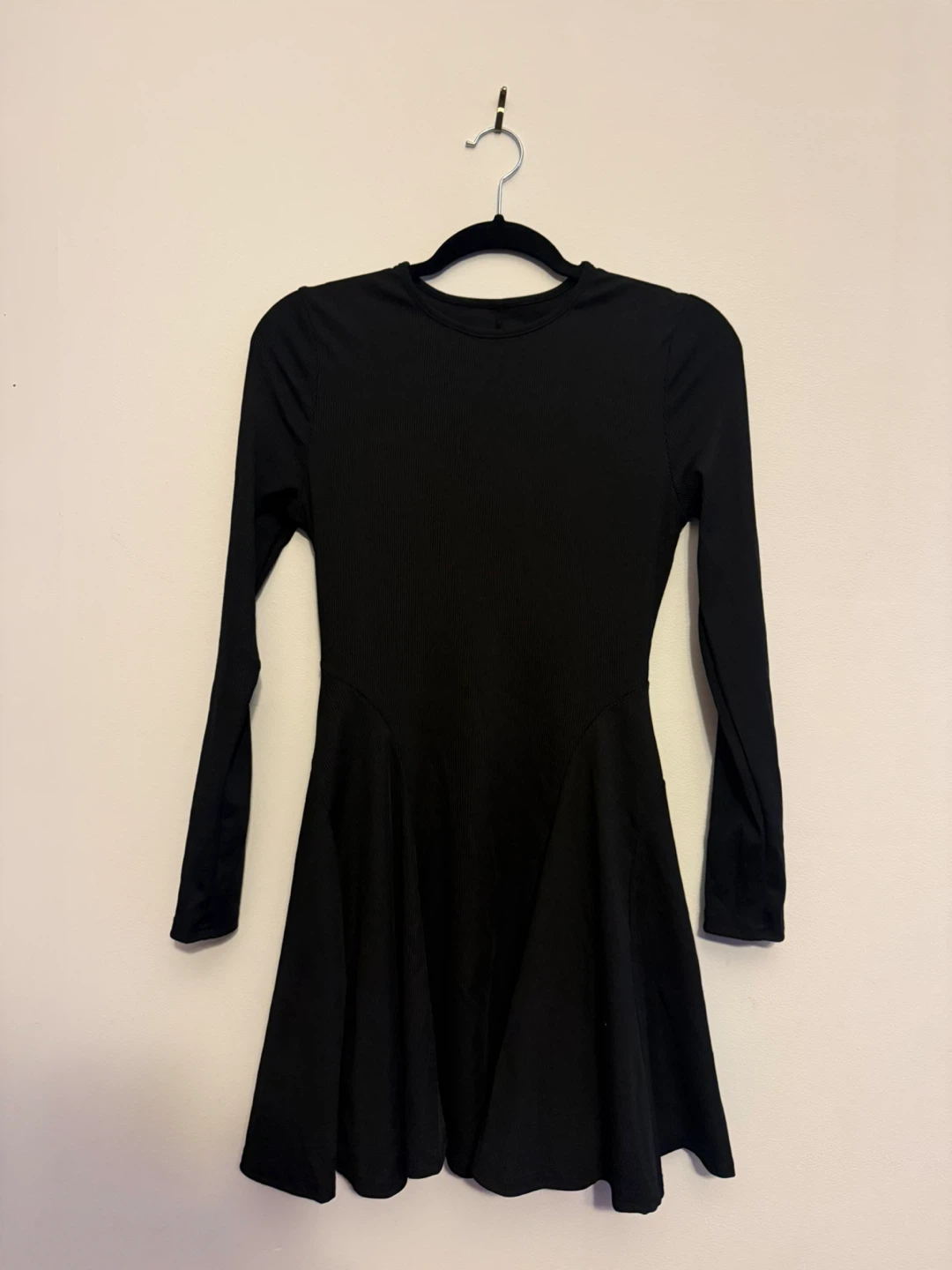 Black Long-Sleeve Fit and Flare Dress