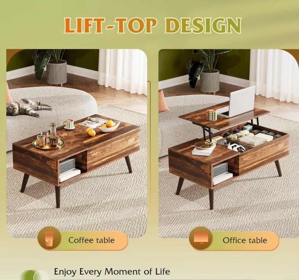 Lift-Top Coffee Table with Storage - photo 3
