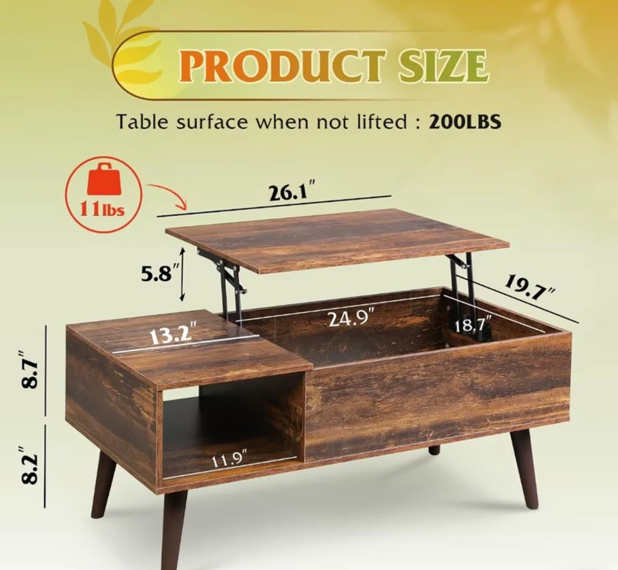 Lift-Top Coffee Table with Storage - photo 4