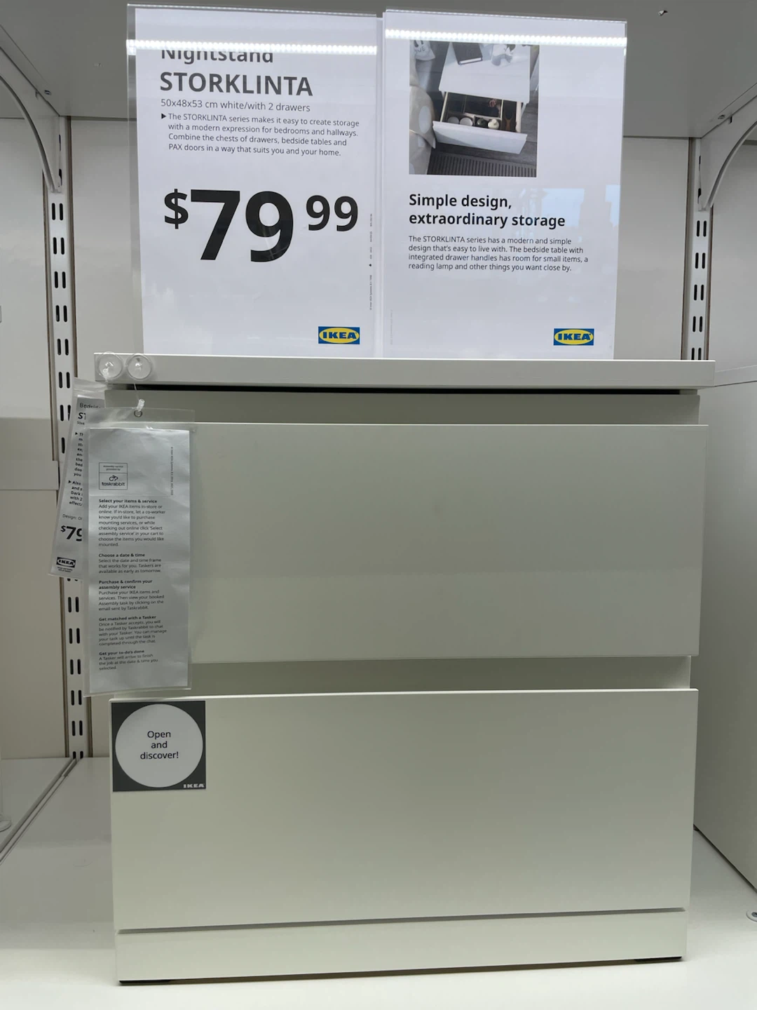 IKEA STORKLINTA Nightstand 50x48x53 cm White - photo 3