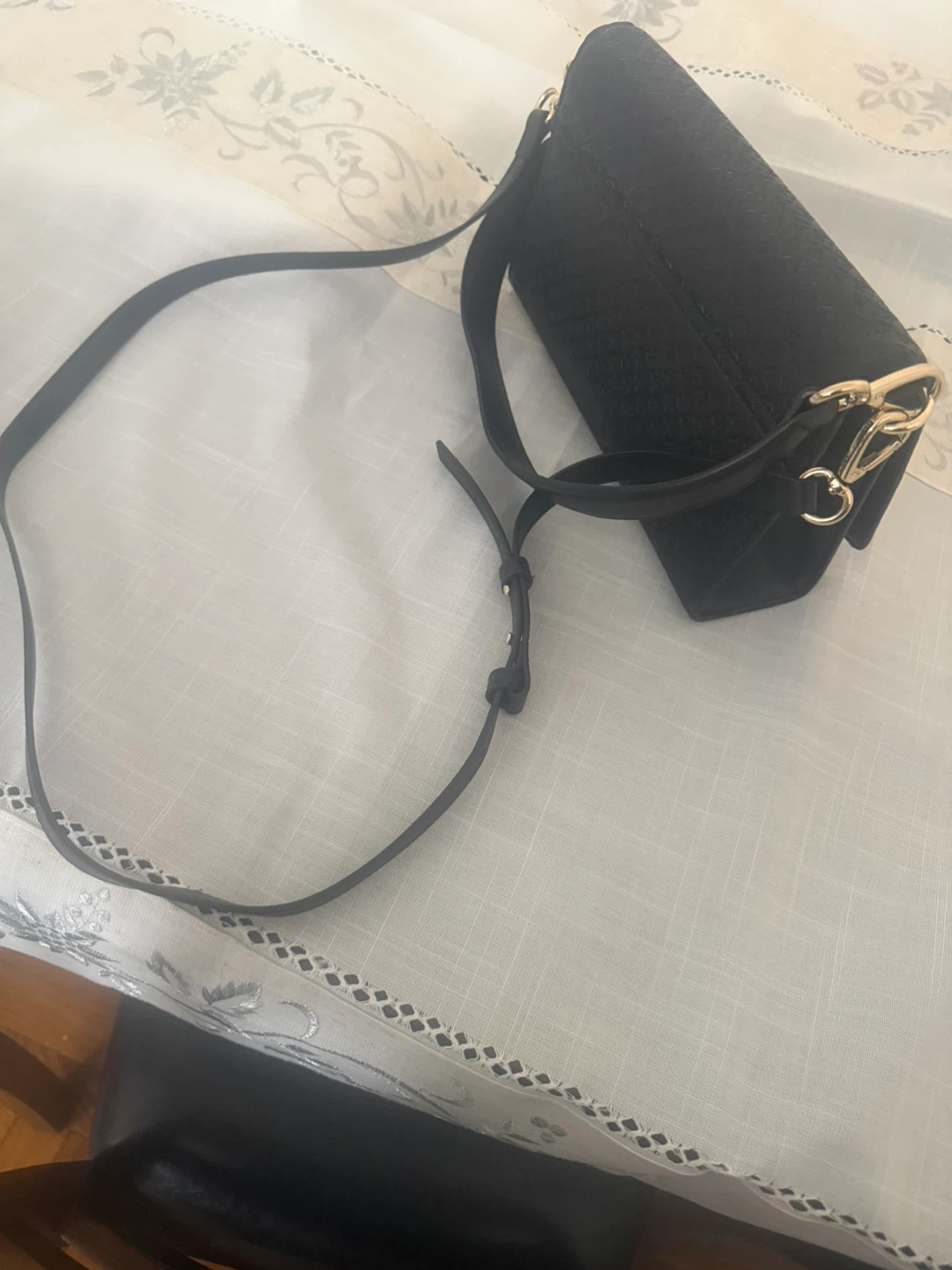 Tommy Hilfiger Black Embossed Shoulder Bag