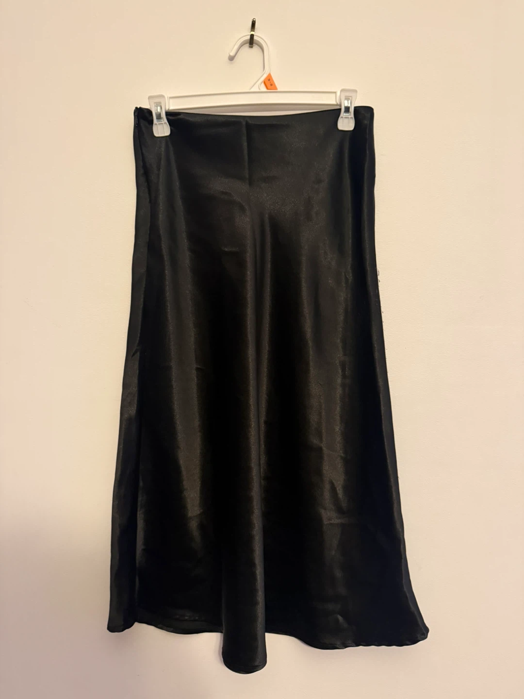 Black Satin Midi Skirt