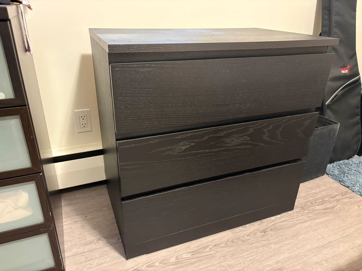 Dark Wood Dresser with 3 Drawers
