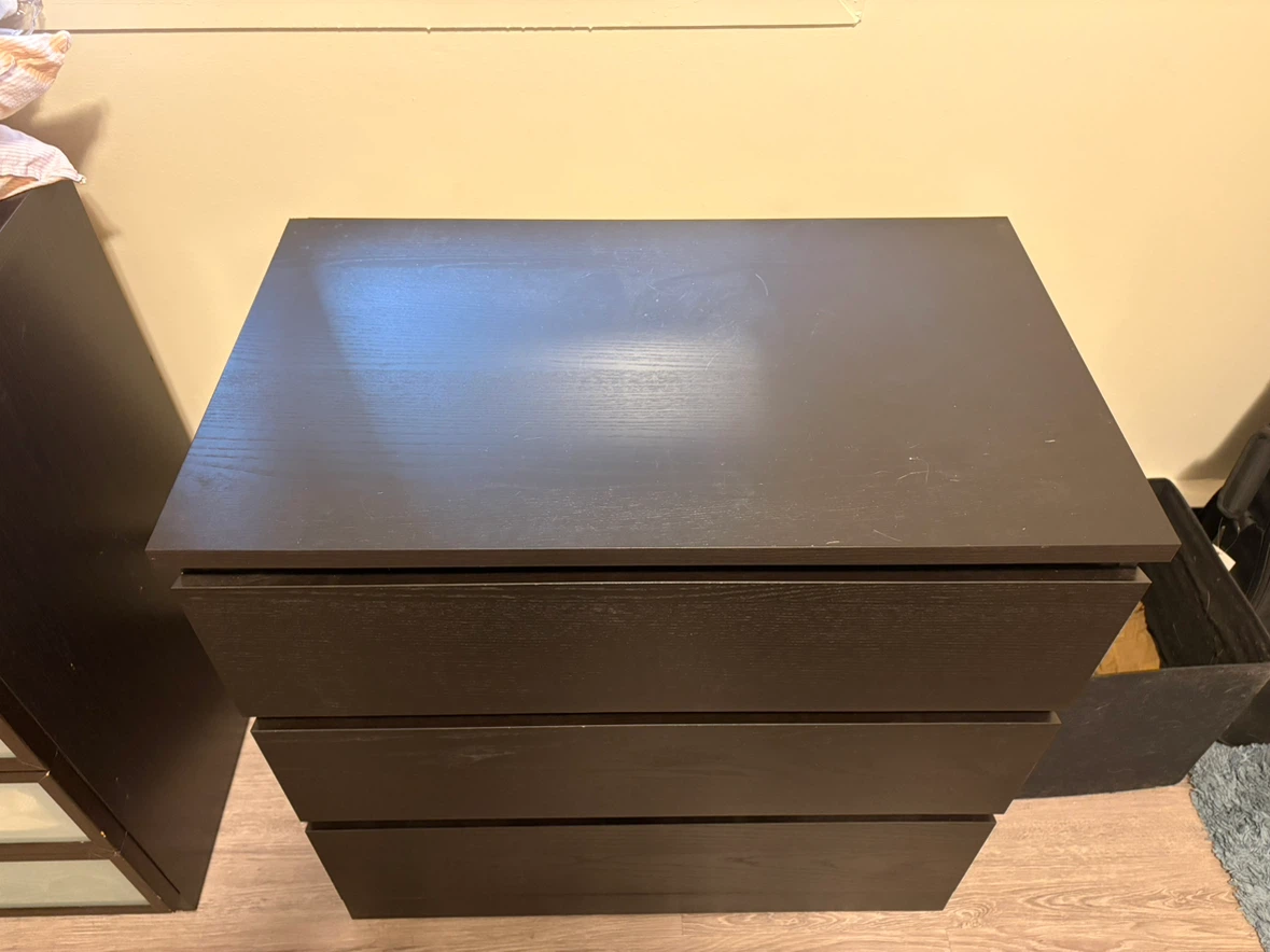 Dark Wood Dresser with 3 Drawers - photo 2