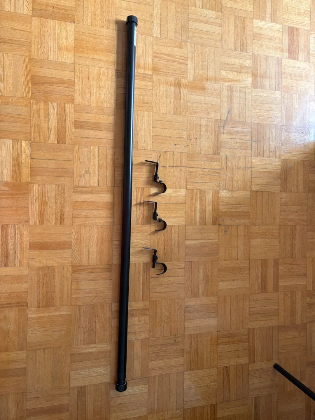 IKEA Black Curtain Rod with Brackets