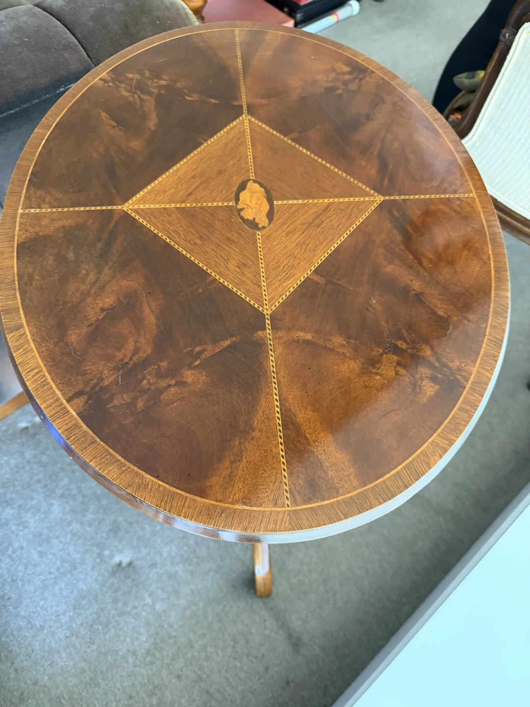 Wooden Pedestal Table with Inlay Top - photo 2