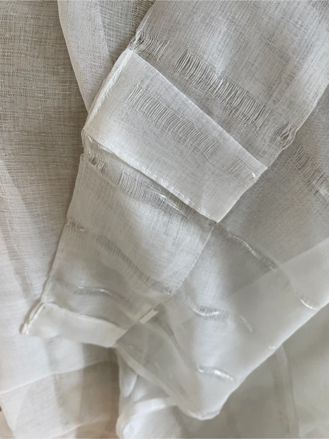 White sheer curtain panel with metallic stripes - photo 3
