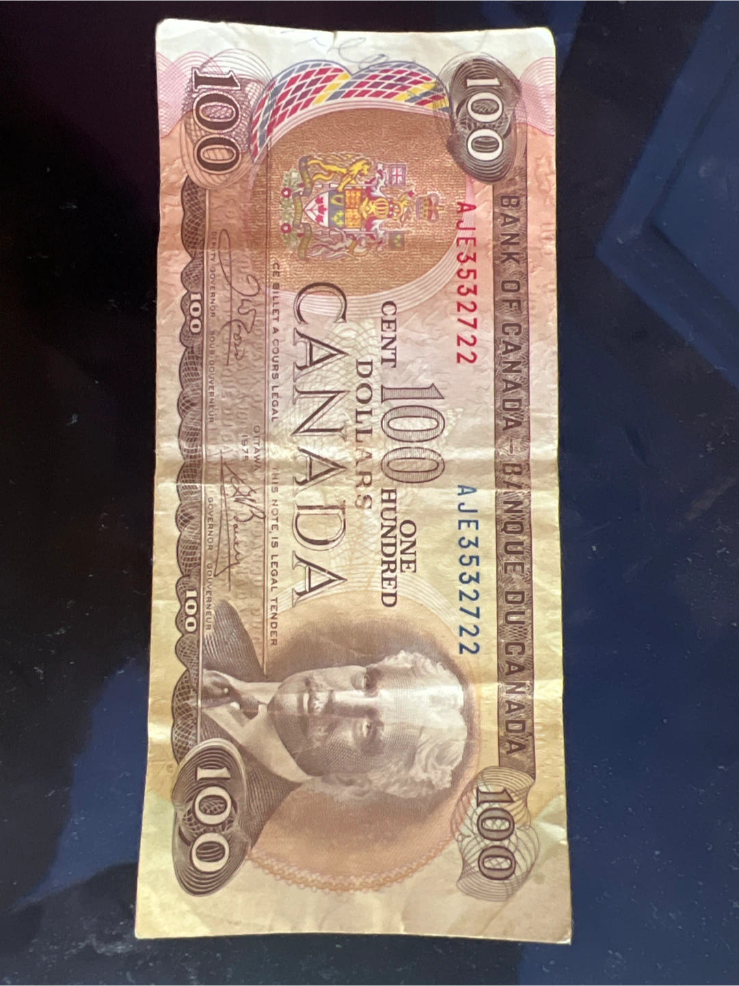 1975 Bank of Canada 100 Dollar Bill