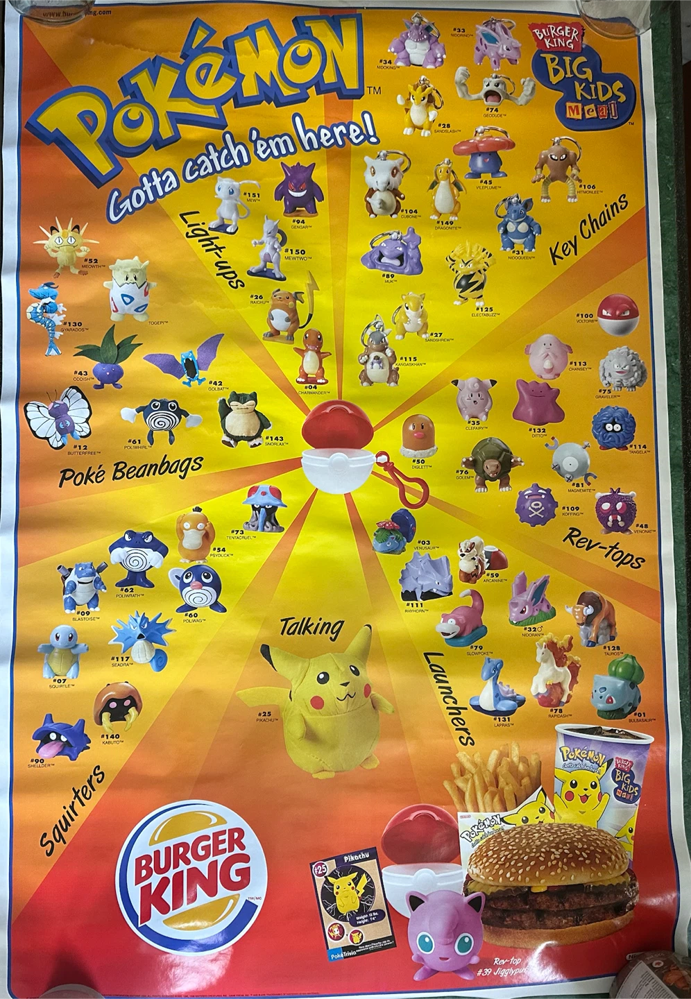1999 Burger King Pokémon Promotional Poster