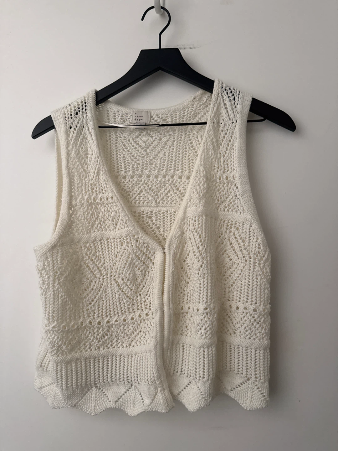 A New Day Cream Crochet Knit Vest