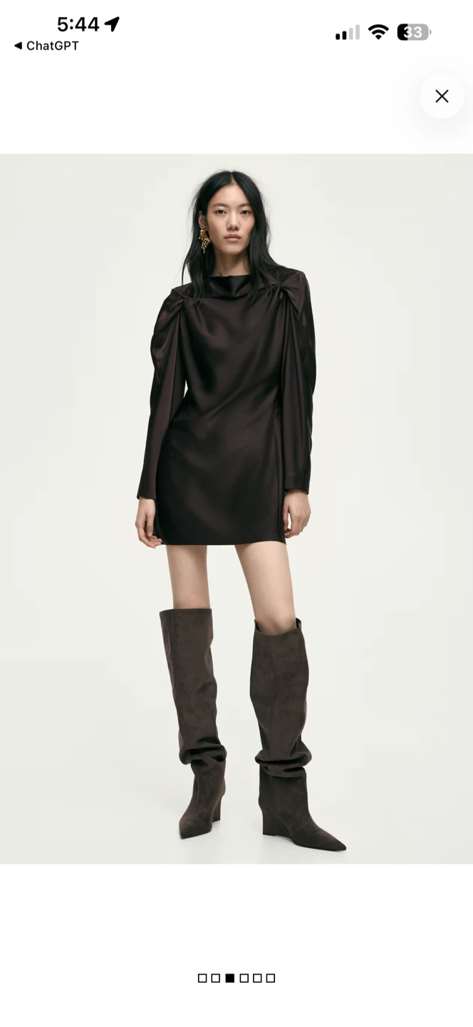 H&M Edition Brown Ruched Dress Size S - photo 2