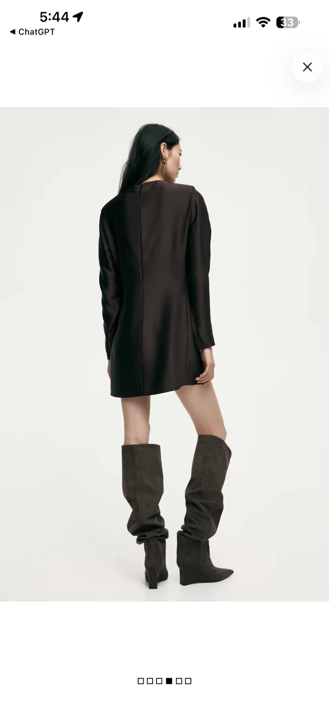 H&M Edition Brown Ruched Dress Size S - photo 3