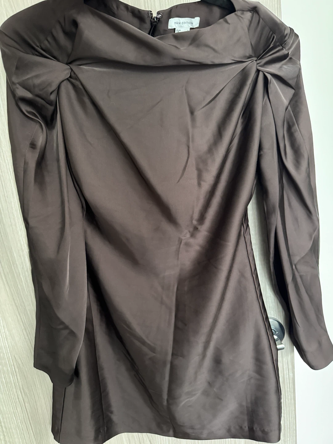H&M Edition Brown Ruched Dress Size S - photo 4