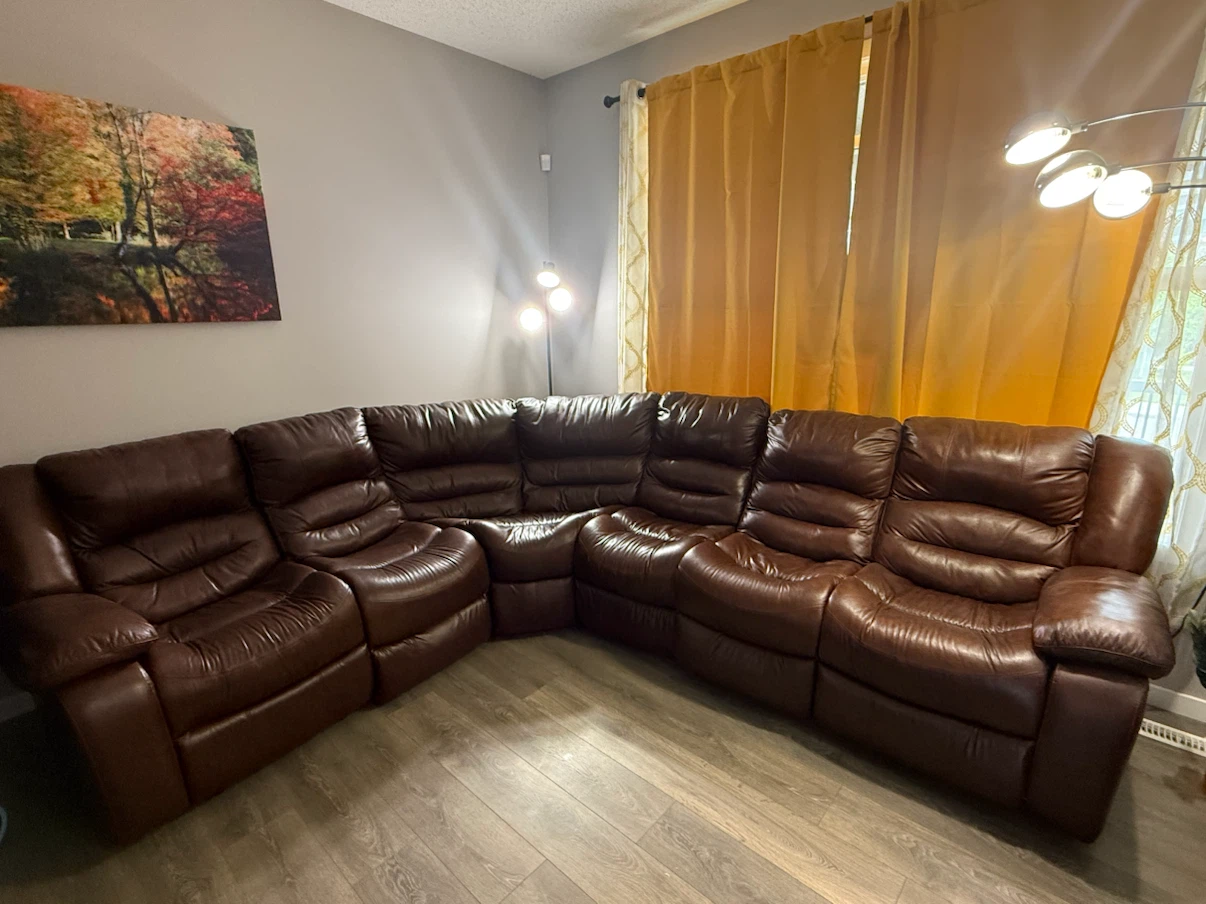Brown Leather Sectional Recliner Sofa