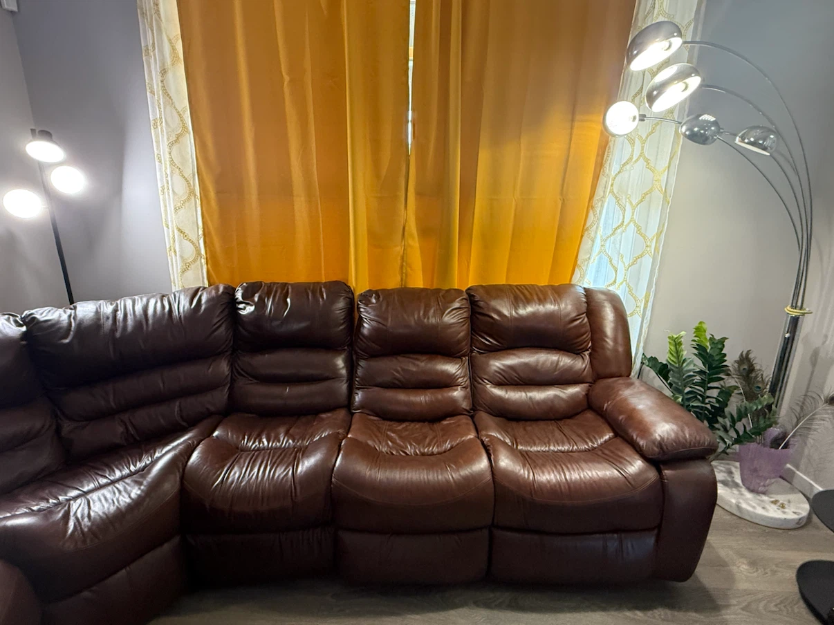 Brown Leather Sectional Recliner Sofa - photo 2