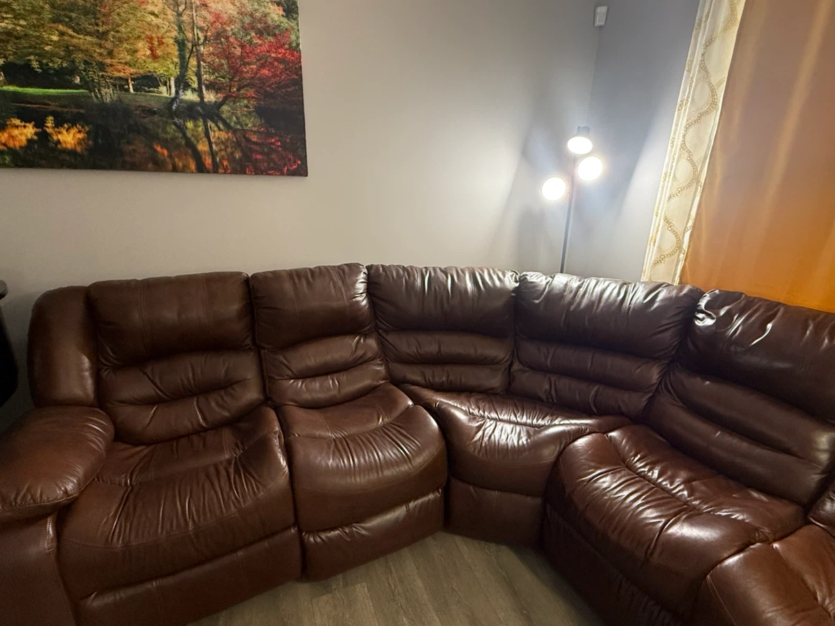 Brown Leather Sectional Recliner Sofa - photo 3