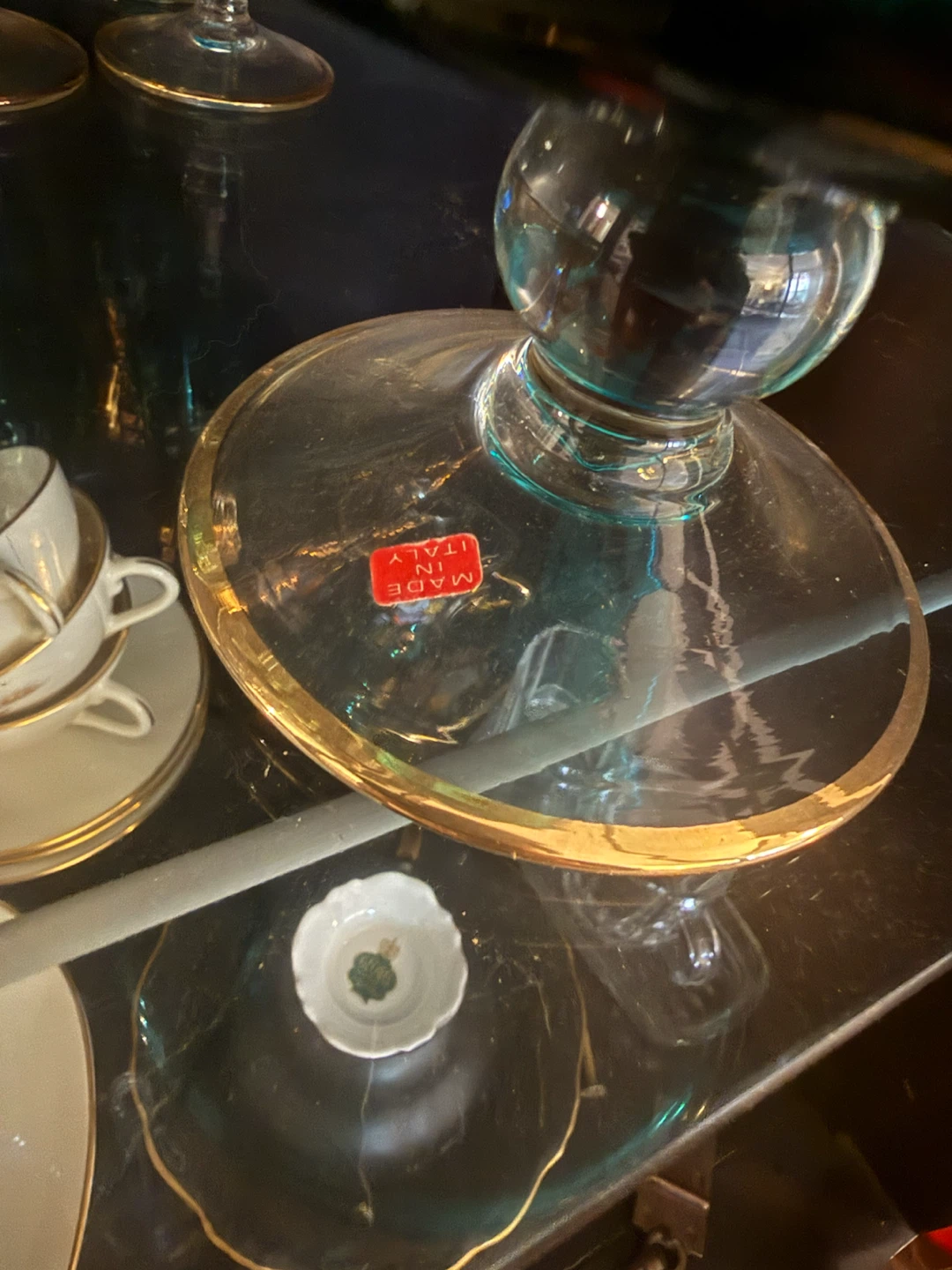 Vintage Italian Teal & Gold Decanter Set - photo 4