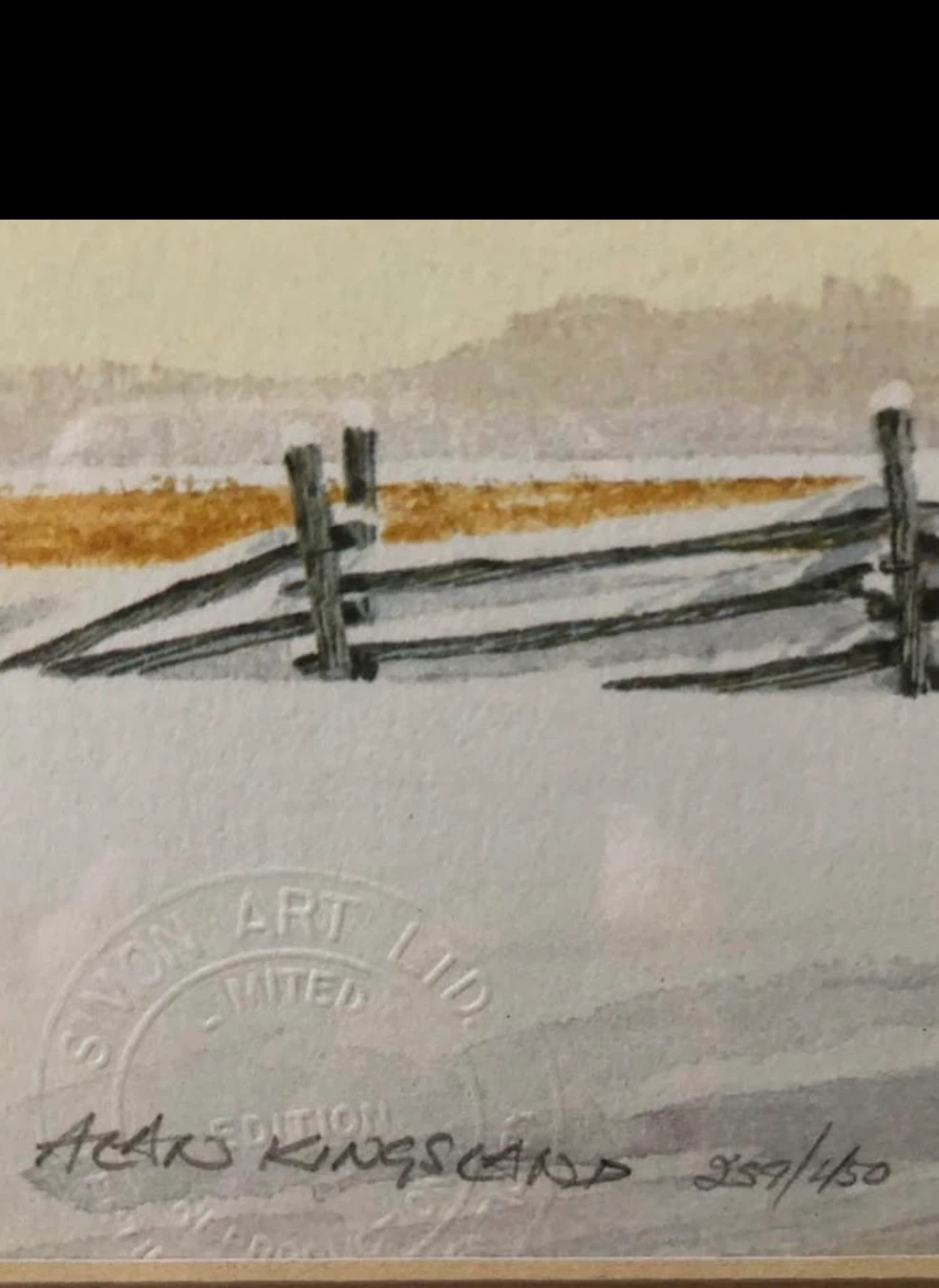 Framed Winter Scene Watercolor Painting - photo 2