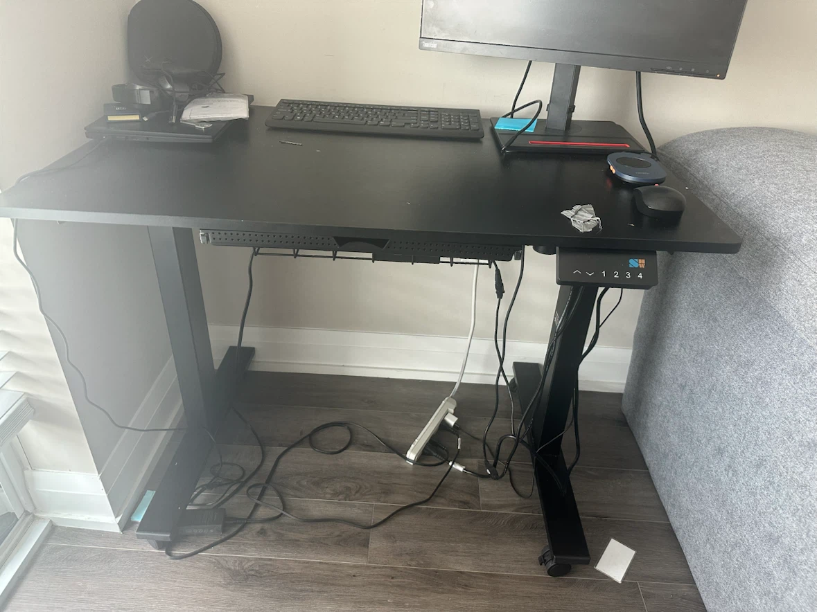 SHW Mobile Electric Height Adjustable Standing Desk - Black