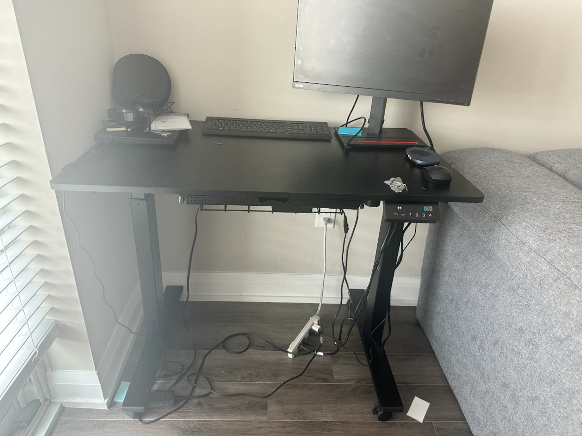 SHW Mobile Electric Height Adjustable Standing Desk - Black - photo 2
