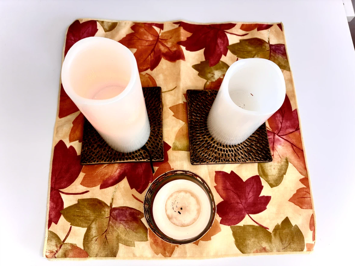 Autumn Leaf Table Runner with Candles and Holders - photo 2