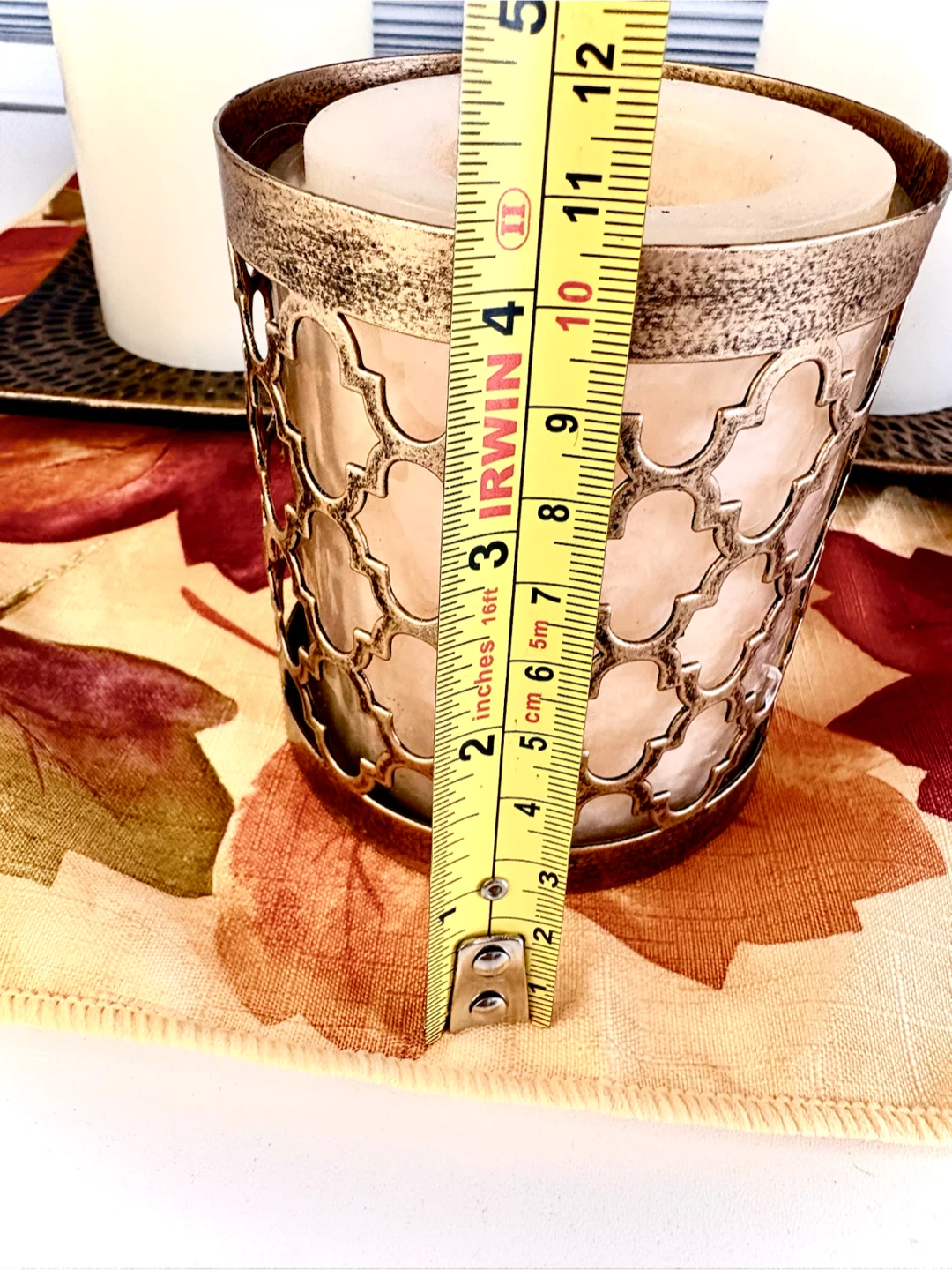 Autumn Leaf Table Runner with Candles and Holders - photo 3