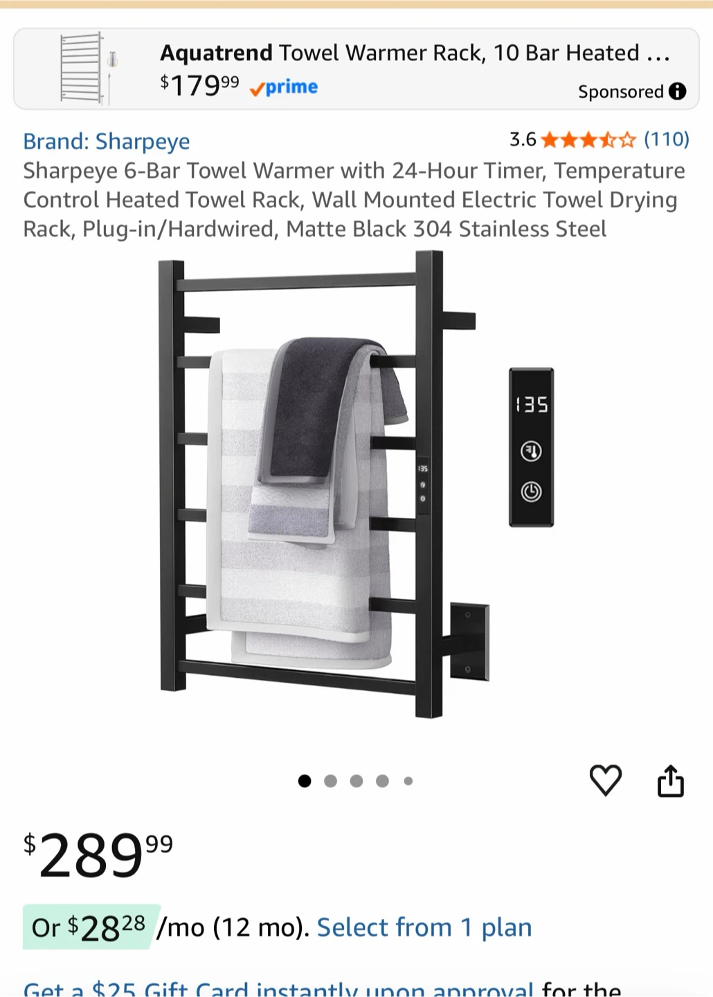 Sharpeye 6-Bar Plug-in Towel Warmer