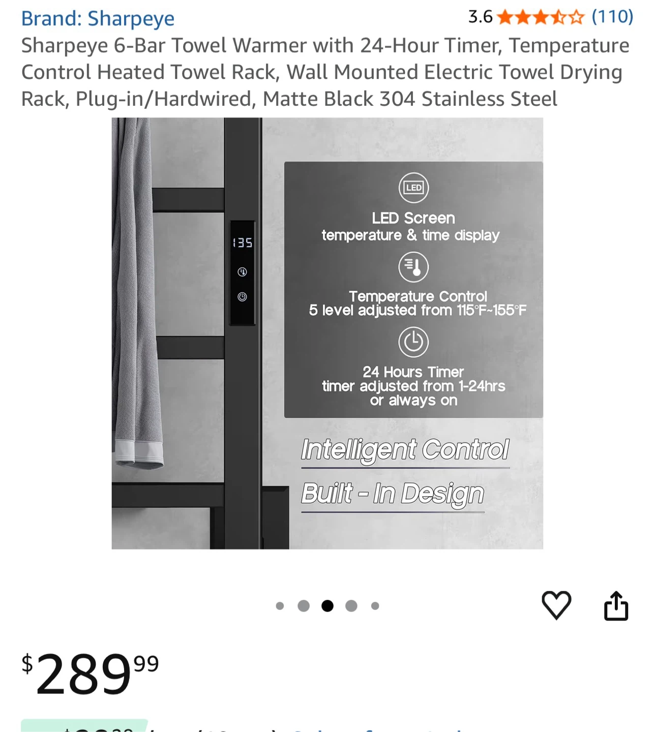 Sharpeye 6-Bar Plug-in Towel Warmer - photo 3