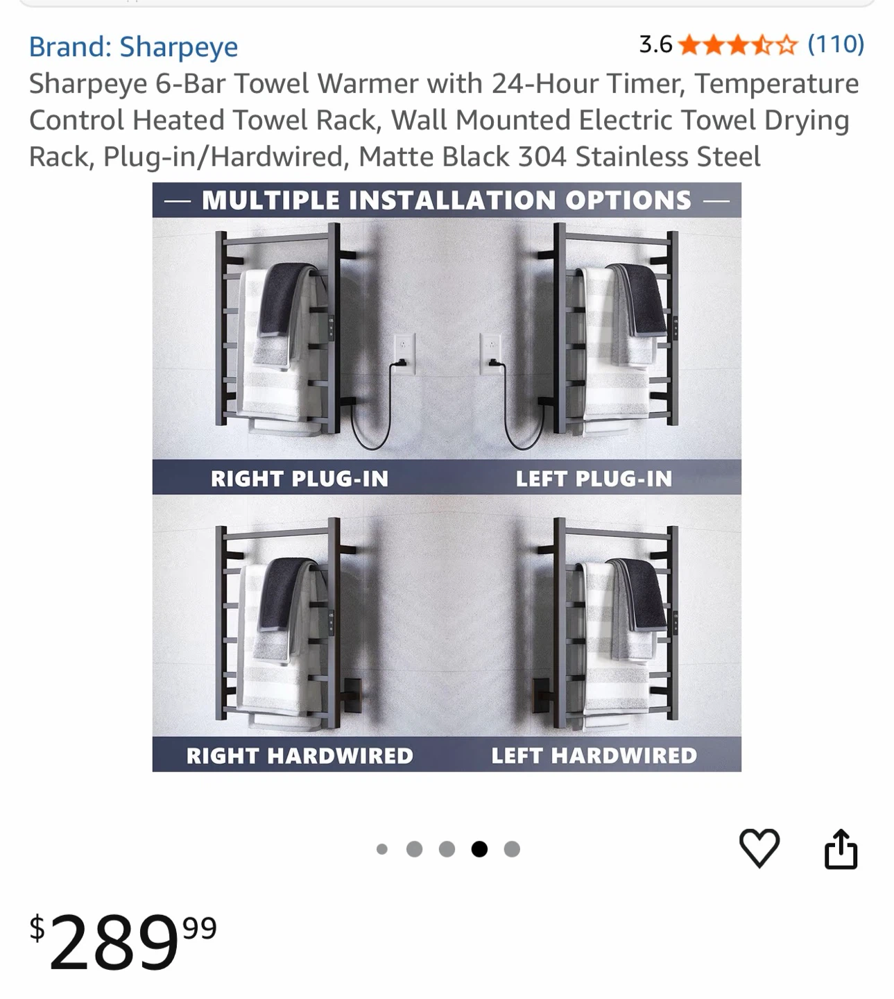 Sharpeye 6-Bar Plug-in Towel Warmer - photo 4