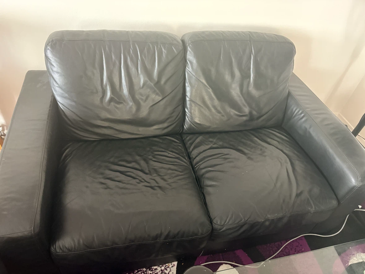 Black Leather Loveseat Sofa