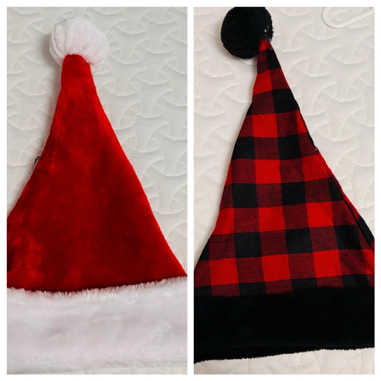 Red Santa Hat & Buffalo Plaid Santa Hat Set both for $5