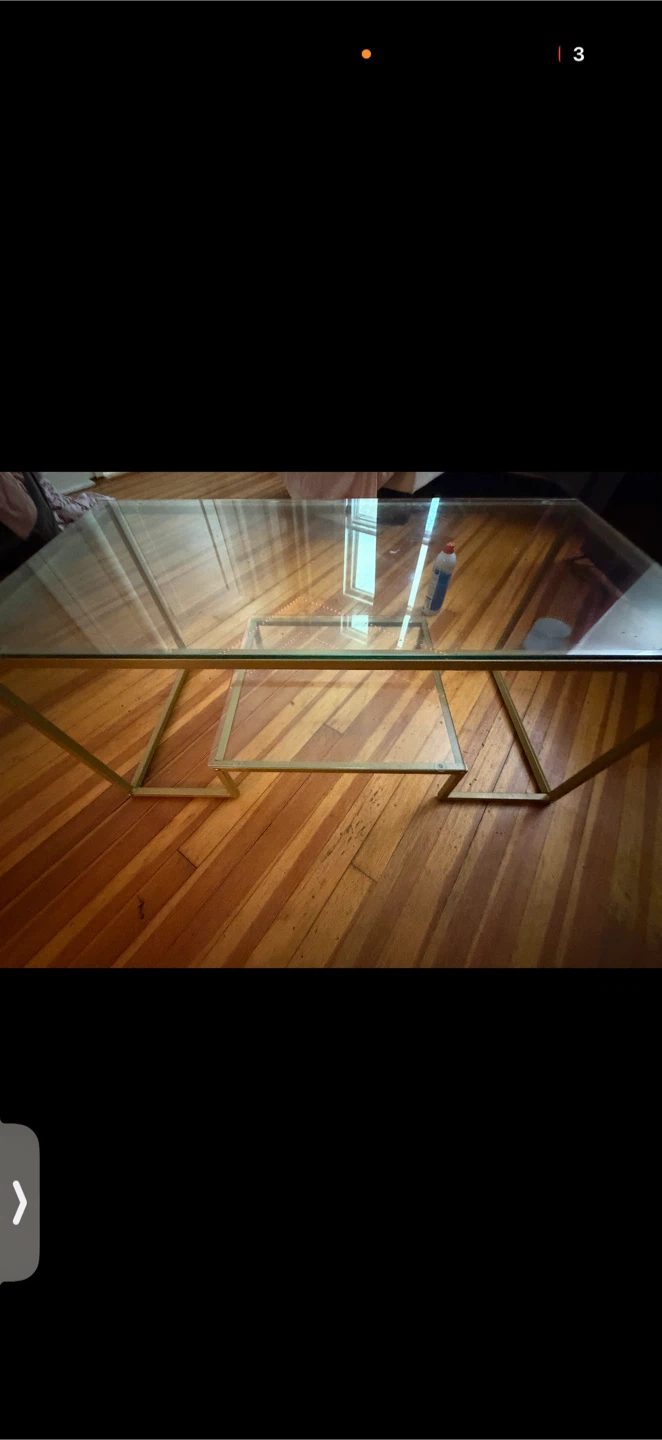 Glass Coffee Table with Gold Frame