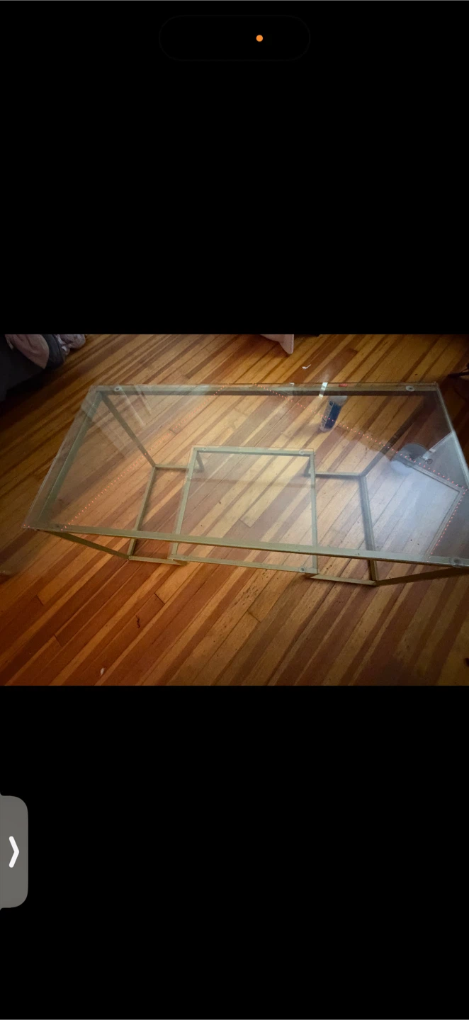 Glass Coffee Table with Gold Frame - photo 2