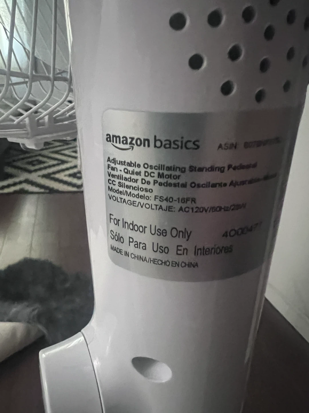 Amazon Basics Adjustable Oscillating Standing Pedestal Fan - photo 2