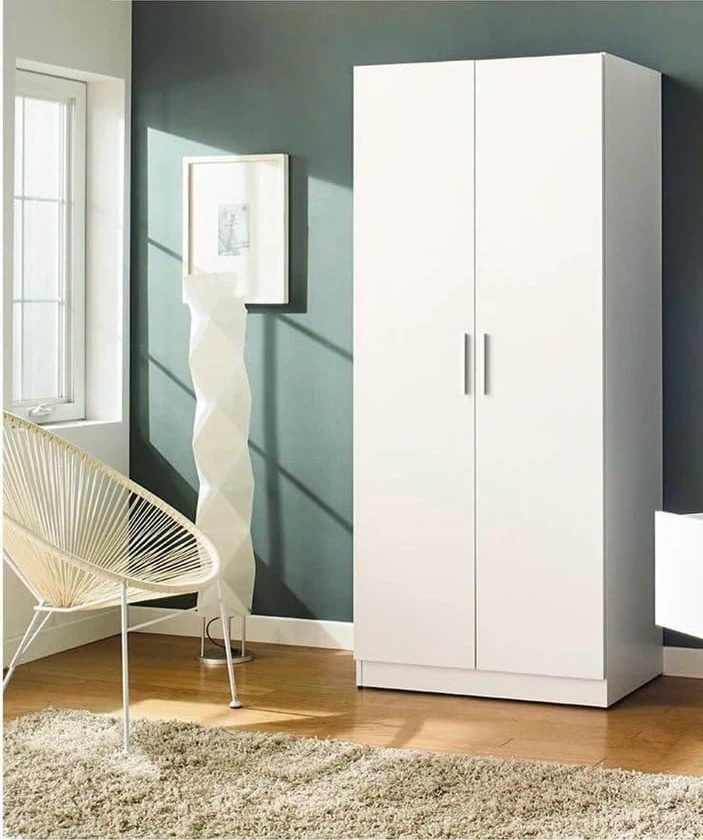 White Two-Door Storage Cabinet with Shelves