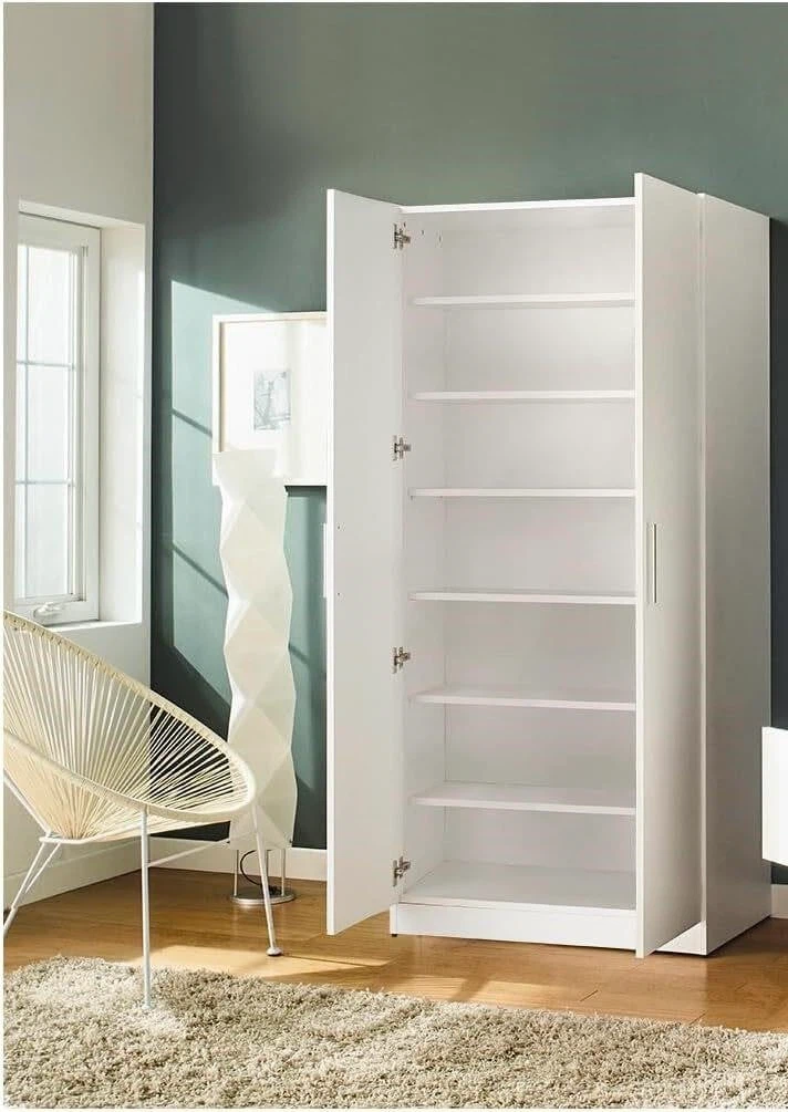 White Two-Door Storage Cabinet with Shelves - photo 2