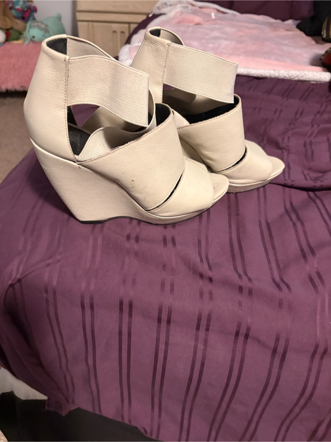 Beige Wedge Heels